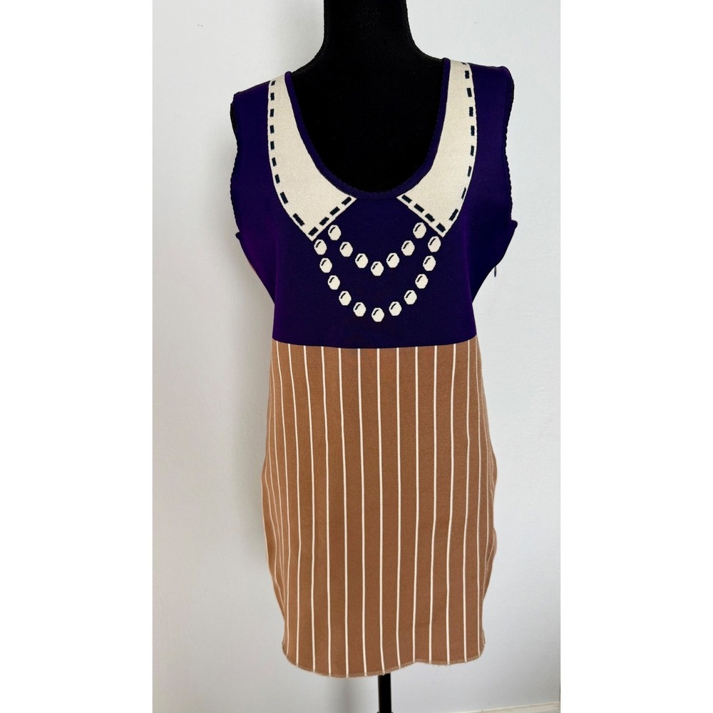 Z Spoke Zac Posen Knit Dress Women XL Multi New Trompe L'oeil Pearl Stripe